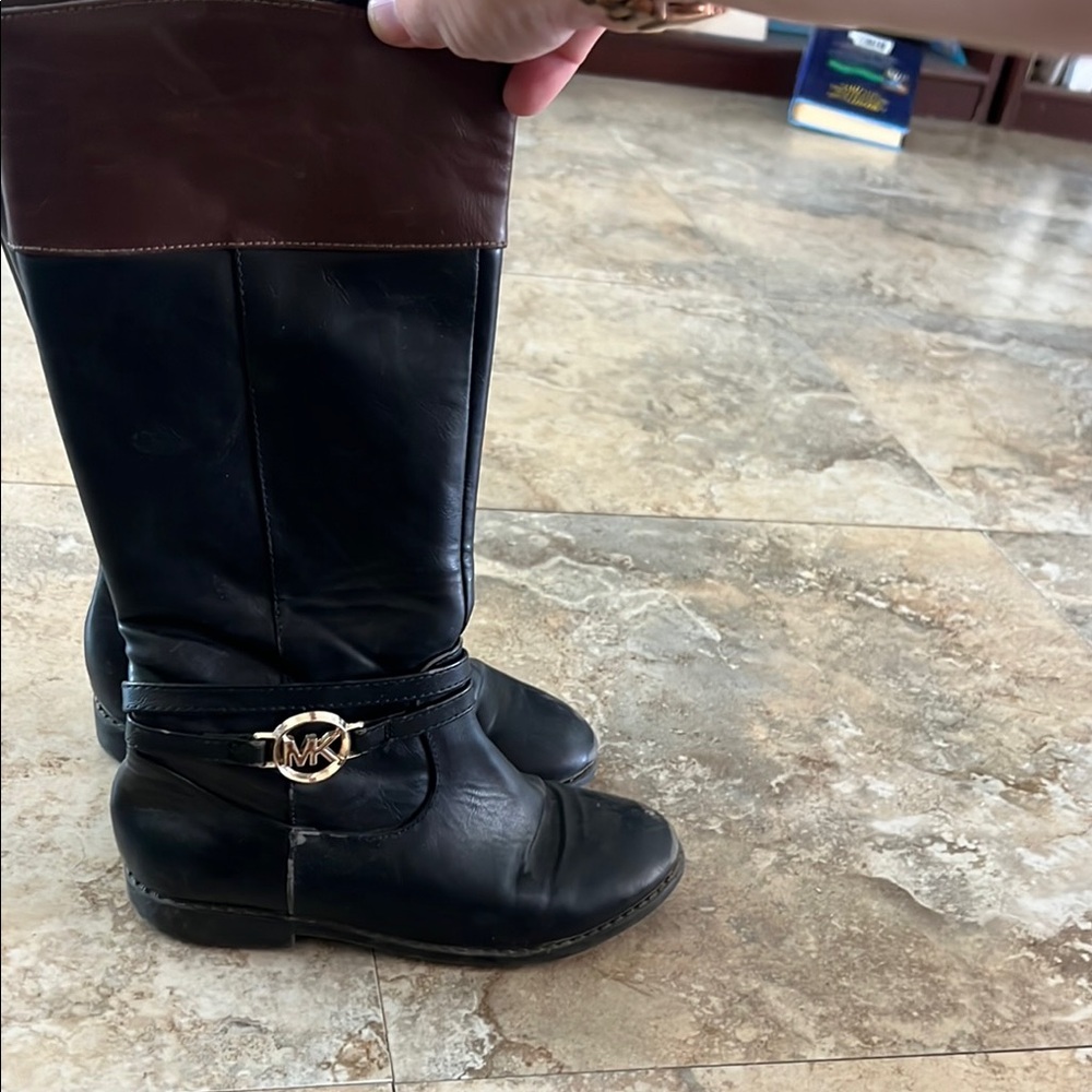 Michael Kors Black Heeled Boots with Buckle Details